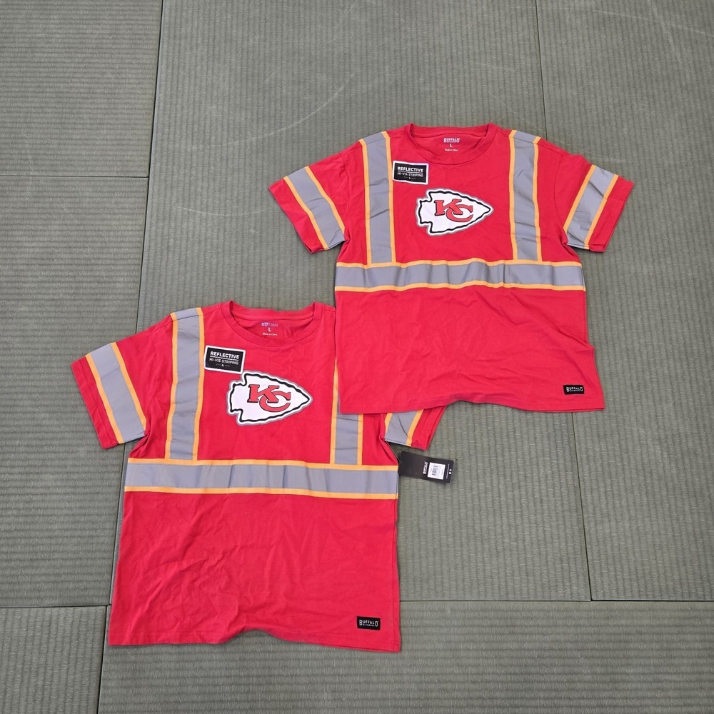 Lot Of 2 NWT Men's KC Chiefs Reflective T-shirt Red Large Buffalo Outdoors Heavy